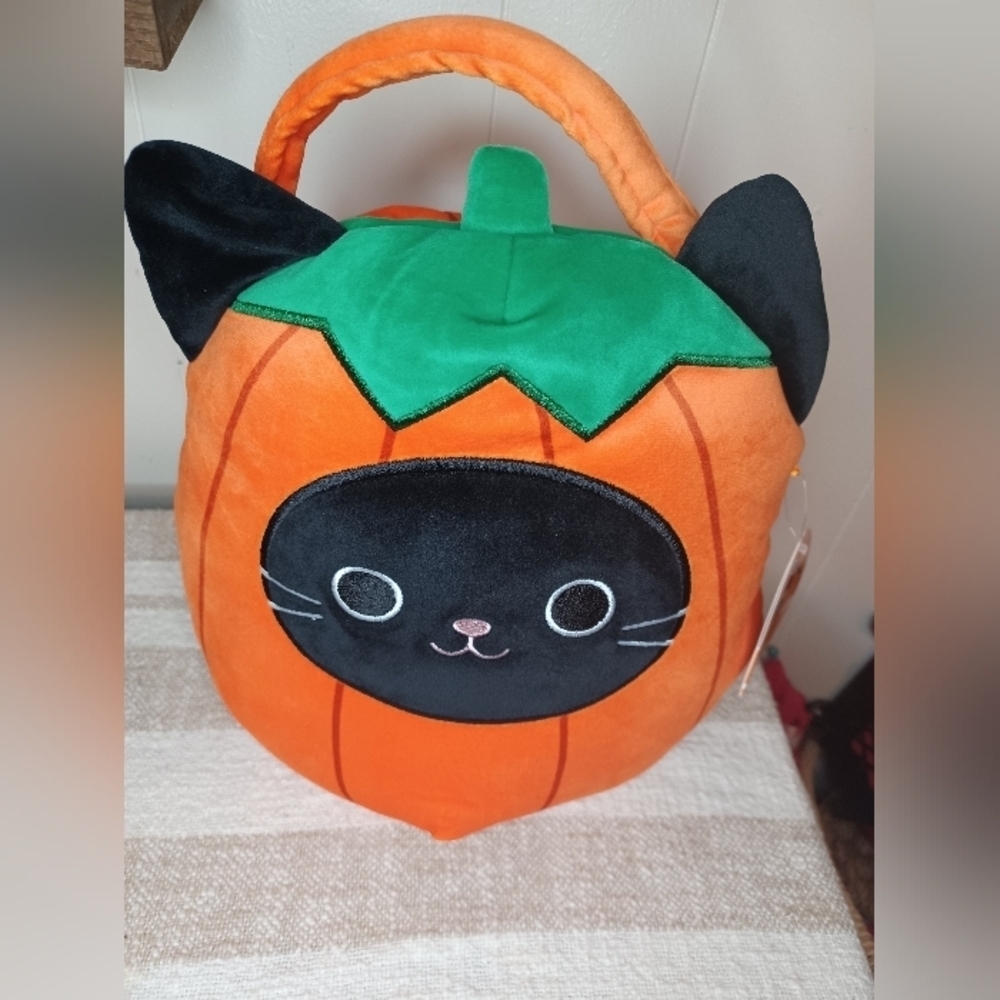1 Orange Pumpkin Cat Plush and 1 Squishmallows Johanna the Witch Brew Cauld